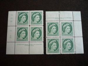 Stamps - Canada - Scott# 338 - Mint Never Hinged Plate Blocks #2 & 4