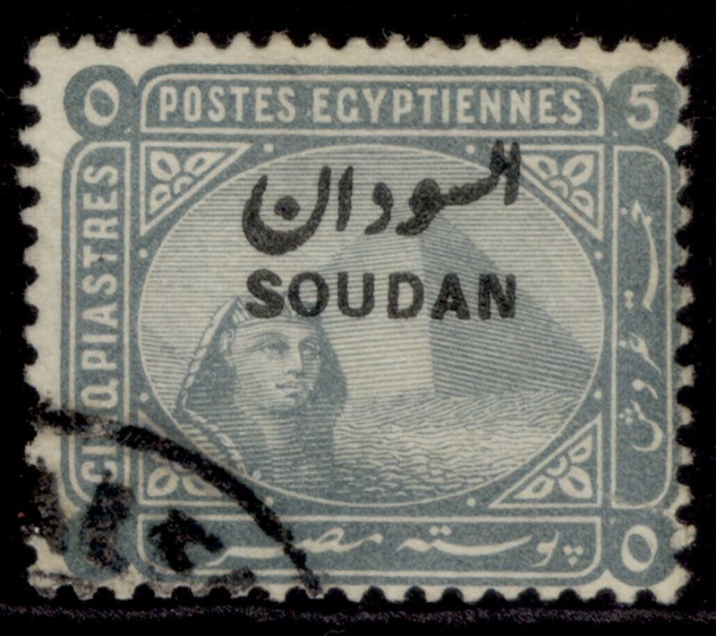 SUDAN QV SG8, 5p slate, FINE USED. Cat £24.