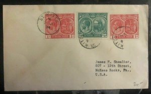 1934 St Kitts & Nevis Cover To Mckees Rocks Pa USA