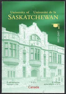 Canada #2210a 52¢ University of Saskatchewan (2007). Booklet of 8 stamps. MNH