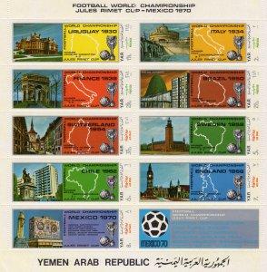 Yemen 1970 Sc#273 World Cup Mexico Shlt (9+1L) Perforated Folded MNH
