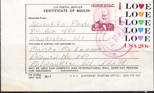 US  Certificate of Mailing