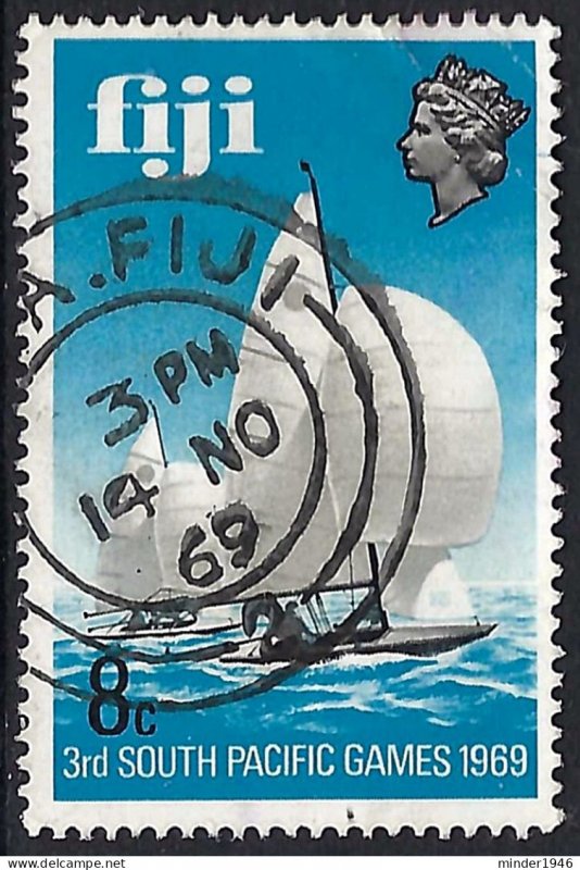 FIJI 1969 QEII 8c Black, Grey & New Blue, 3rd South Pacific Games Port Mores...