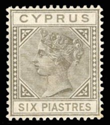 Cyprus #24 Cat$75, 1882 6pi olive gray, unused without gum