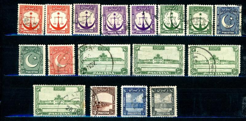 Pakistan Scott # 24 - 29, 33, 34, 35, 31 used  CV= $9.50