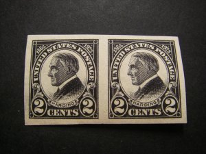 Scott 611, 2 cent IMPERF Harding Pair, MNH Beauty