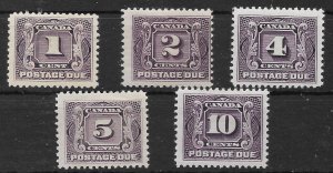 CANADA SGD1/8 1906-28 POSTAGE DUE SET MTD MINT