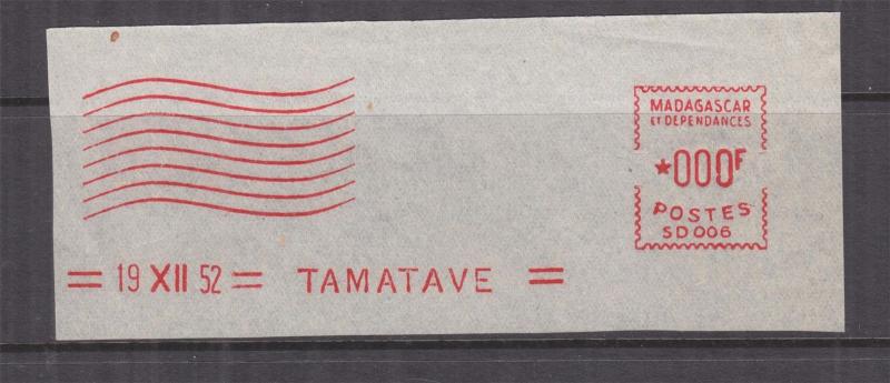 MADAGASCAR et Dependencies, Meter, 1952 Satas, Proof strike piece, SD 006, 000f.