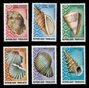 Togo 1974 - Sea Shells - Set of 6 stamps - Scott 881-84, C230-31 - MNH