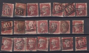 GB QV 1858 1d Red Collection Of 21 SG43/44 BP9742