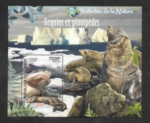 SE)2012 BURUNDI, NATURE PROTECTION, SHARKS AND SEALS, SS, MNH