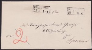 POLAND c1860 cover - folded wrapper ex PRIMKENAU to Sprottau................1561