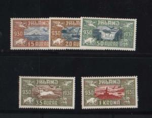 Iceland #C4 - #C8 VF/NH Set