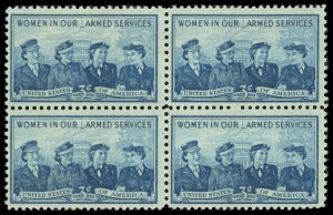 US Sc 1013 VF/MNH BLOCK - 1952 3¢ Women in the Armed Forces - P.O. Fresh