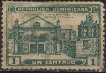 Dominican Republic 260 (u filler) 1c Santo Domingo Cathedral, dp grn (1931