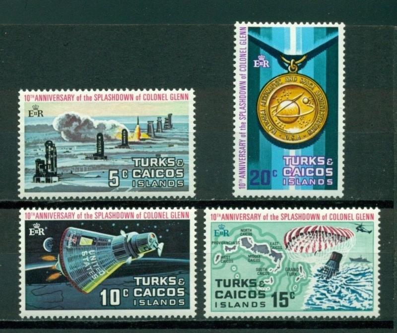 Turks & Caicos Islands Scott #246-249 MNH John Glenn Space Capsule Map $$