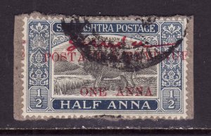 India-Saurashtra-Sc#O19-used 1a on 1/2a dk blue & blk on piece-manuscript