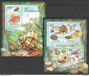2012 Central Africa Marine Life Seashells Les Coquillages Bl+Kb ** Ca836