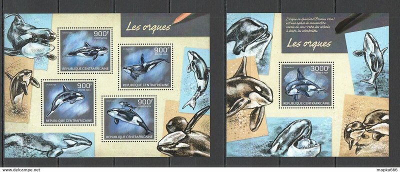 2014 Central Africa Fauna Marine Life Orcs Les Orques Kb+Bl ** Ca431