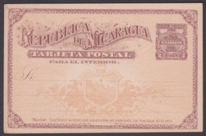 NICARAGUA 1890 2c postcard unused..........................................a2516