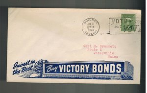 1945 Windsor Canada Patriotic cover to Waterville Maine USA Buy Victory Bonds