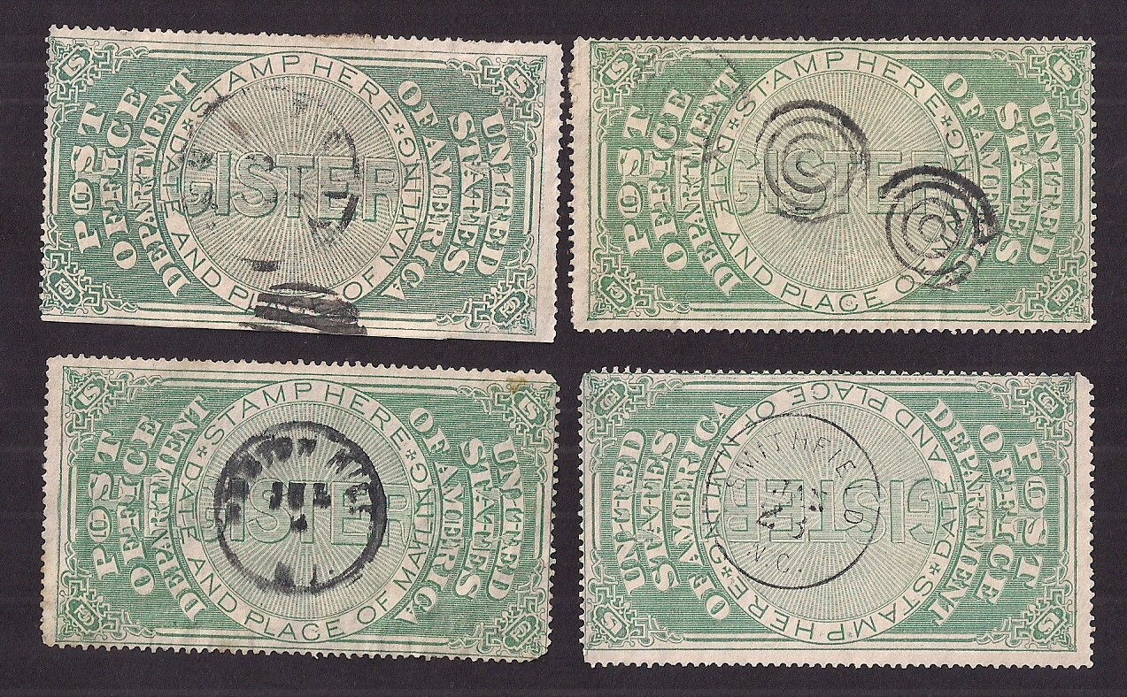Interesting Study of #OXF1: FOUR examples, used, great grouping! Smithfield  NC ! | United States, Back of Book (Other) - Seals Stamp / HipStamp