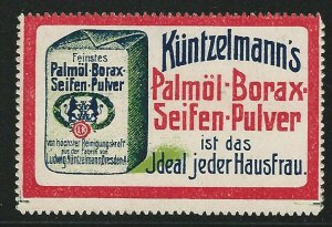 Kuntzelmann's Palmoi-Borax, Soap Powder, Germany poster stamp, cinderella label
