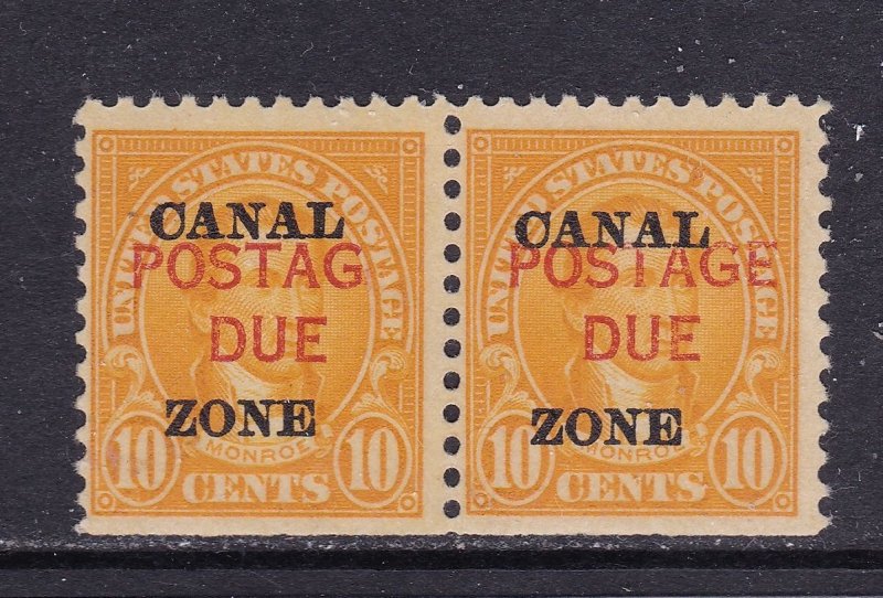 Canal Zone Scott J17b, 1925 10c Postage Due POSTAG Error F/VF MLH.  Scott $750