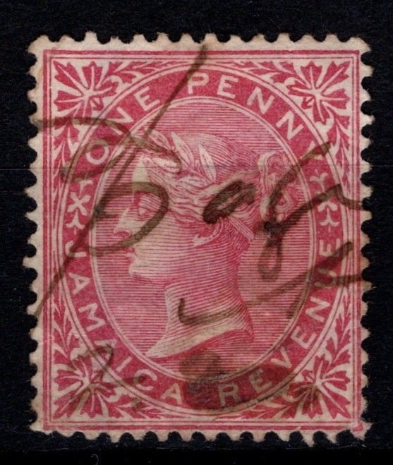 Jamaica 1865-73 Postal Fiscal, 1d rose, Wmk CA over Crown [Used]