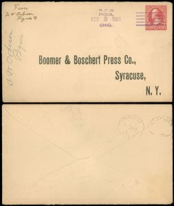 FEB 2, 1901 PIQUA OHIO R.F.D. Rural Free Delivery, RICHOW Type 1, RT 3 Cancel!