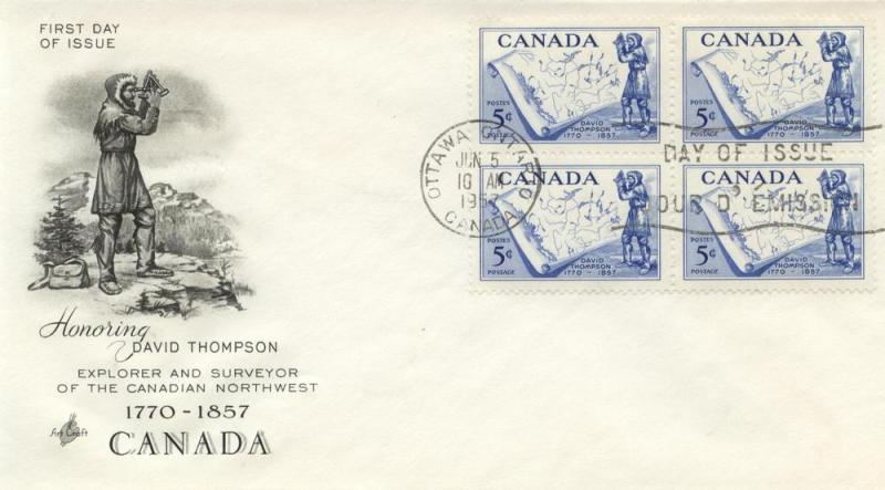 1957 Canada Explorer Thompson 370 FDC Matching Artcraft