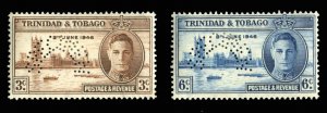 Trinidad and Tobago #62-63S (SG 257-258s) Cat£85, 1946 Peace, set of two, pe...