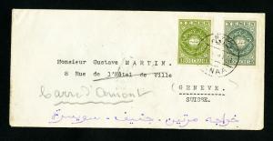 Yemen Cover 1937 w/ Stamps Switzerland from Meiniera