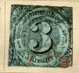 GERMANY THURN & TAXIS; 1852 early classic Imperf issue used 3k. value