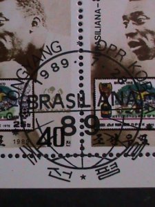 ​KOREA-1989 SC#2844-BRASILIANA'89 STAMP SHOW CTO FANCY CANCEL- BLOCK NH-OG