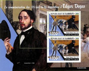 A7485a - DJIBOUTI - MISPERF ERROR Stamp Sheet - 2022 - ART Edgar Degas-