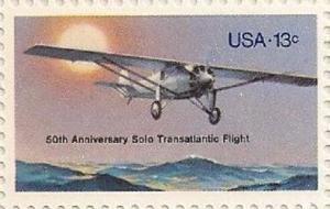 US 1710 Solo Transatlantic Flight 13c single MNH 1977