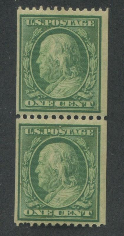 1910 US Coil Stamp #385 1c Mint Never Hinged F/VF Original Gum Vertical Pair