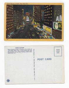 POSTCARD,USED TIMES SQUARE AT NIGHT, NEW YORK CITY #POST28