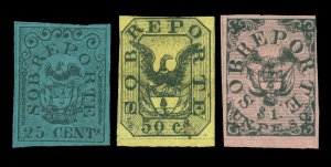 COLOMBIA 1866  Postage Due - EAGLE set  Scott # J1-J3  mint MH