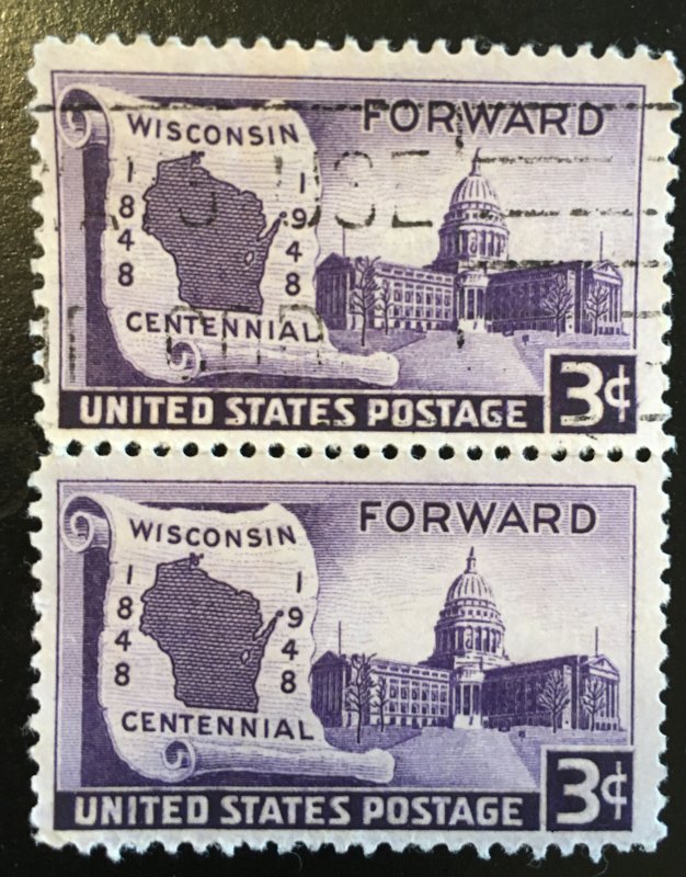 957 Wisconsin, circulated pair, Vic's Stamp Stash