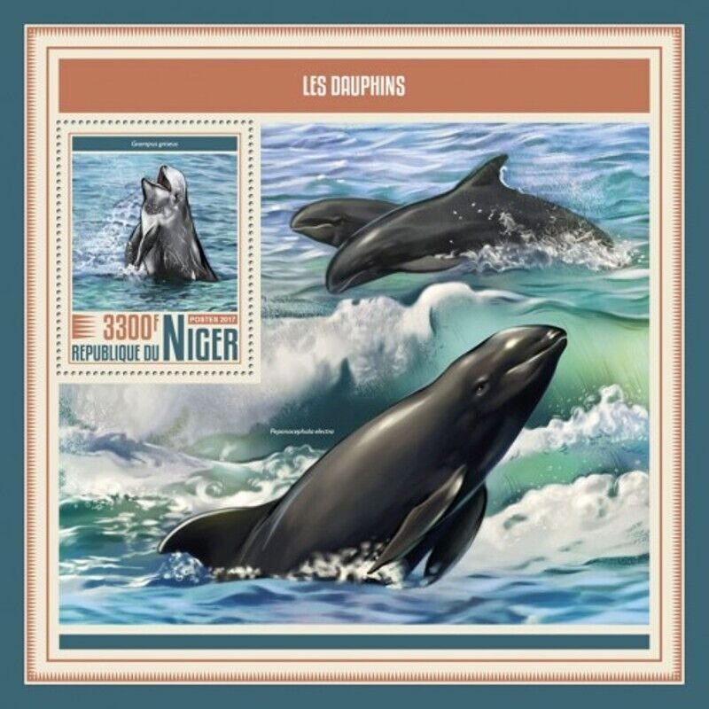 Niger - 2017 Dolphins on Stamps - Stamp Souvenir Sheet - NIG17503b