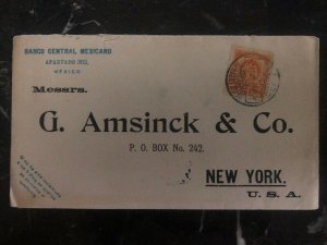 1906 Mexico Central Bank Printed Matter Cover To Amsinck & Co New York USA