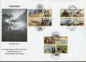 UN 1993 ENDANGERED SPECIES NY GENEVA VIENNA SETS TRIPLE CANCEL FIRST DAY COVER