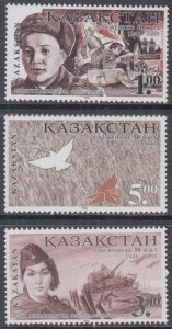 KAZAKHZSTAN Sc # 105-7 CPL MNH SET of 3 - 50th ANN END of WORLD WAR II