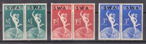 SOUTH WEST AFRICA - 1949 75th ANNIVERSARY OF UPU - 3V PAIR OVPT MINT HINGED