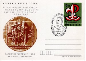 Poland 1983 Scout postcard with various 1984 Scout cancels