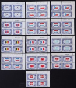 U.S. Mint Stamp Scott #909 - 921 Set of Name Blocks, Superb. Never Hinged.