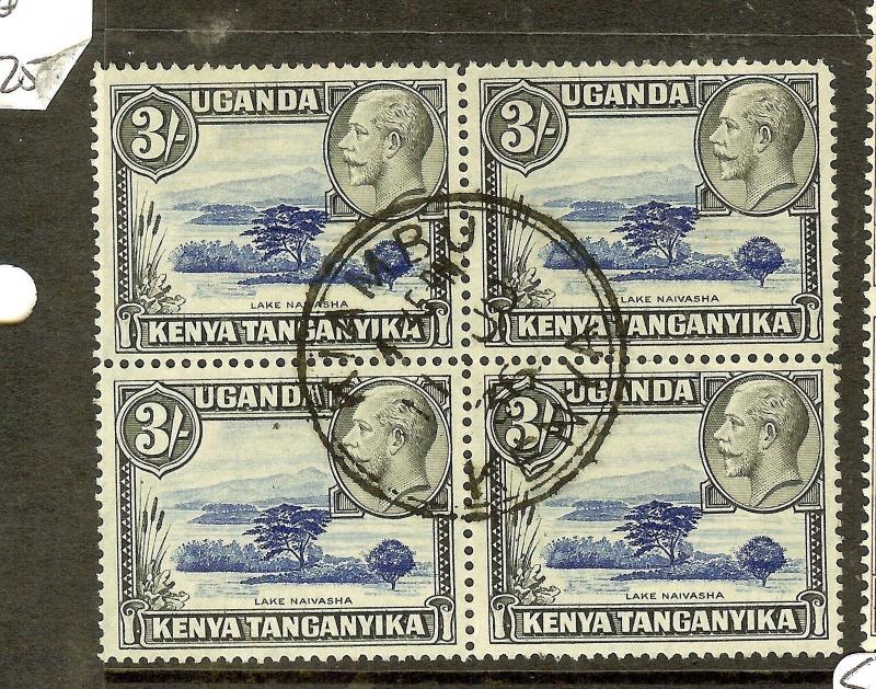 KENYA UGANDA TANGANYIKA (P1210B) KGV 3/-  SG120   BL OF 4   KIAMBU SON CDS  VFU