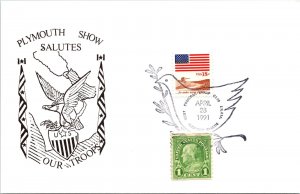 US SPECIAL EVENT CACHETED CARD THE PLYMOUTH OHIO SHOW SALUTES OUR TROOPS 1991 D